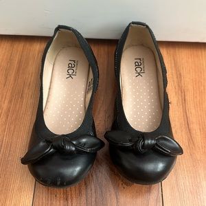 Nordstrom Rack Girls Black Emma Dress Shoes Ball Flat with Bow Size 12
